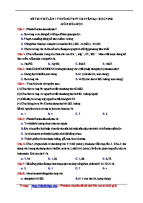 Đề thi thử Trung học phổ thông Quốc gia lần 1 môn Hóa học năm 2017 - Trường THPT chuyên Đại học Vinh (Có đáp án)